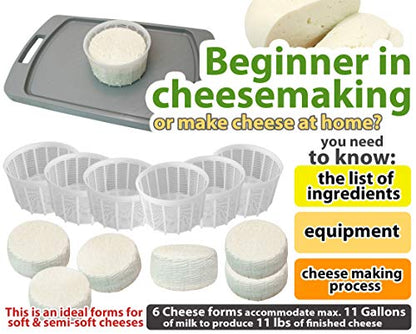 6 pcs Soft Cheese Mold for Cheese Making 1.25QT - Small Cheese Mold - Homemade Cheese Making Supplies - Cream Cheese Form Mold - Molde Para Queso Fresco Casero - Feta Ricotta Cheese Making Basket