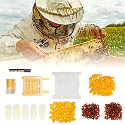 Queen Rearing Kit, Sturdy, Durable, Non, Lightweight Plastic Beekeeping Tools Set with 50 Pieces Bee Cage and 300 Pieces Bee Cup for Professional Beekeepers