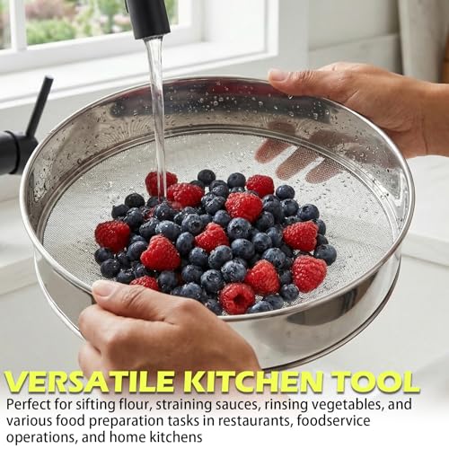 Fine Mesh Sieve Strainer, 10 Inch Stainless Steel 60 Mesh, Replacement for Winco 10" Sieves, Comfortable Handle, Baking, Food Prep and Cooking Tool for Foodservice, Restaurant and Home Use