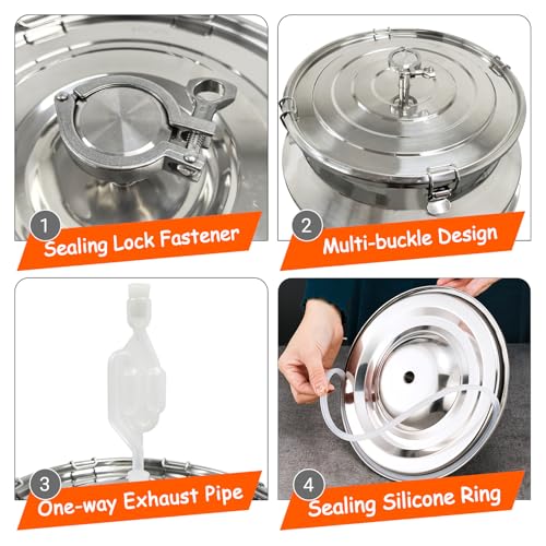125L Stainless Steel Fermentation Tank with Faucet, 304 Food-Grade Brewing Bucket, 33-Gallon Capacity for Beer, Wine, Yogurt, Multiple Purpose Fermentor & Food Storage Tank for Home Brewing