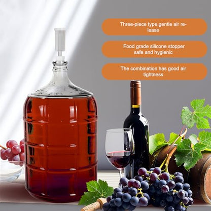 3 Gallon Glass Carboy, 3 Gallon Glass Water Jug Clear Fermenter for Wine Making Equipment & Beer with Drilled, Undrilled Rubber Stoppers, Carboy Handles, Brushes and Airlocks - size: 3 Gallon