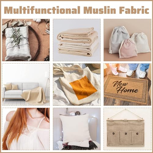 AK TRADING CO. Muslin Fabric/Textile Unbleached - Draping Fabric - Natural 10 Yards Medium Weight - 100% Cotton (63in. Wide) - color: Natural Unbleached, size: 10 Yards