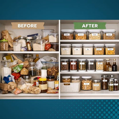 Pantry Labels for Containers, Blank White Kitchen Storage Stickers – 70mm x 25mm (2.7” x 1”), 500/Roll, Strong Permanent Adhesive, Food Safe, for Jars, Spice Containers & Pantry Organization