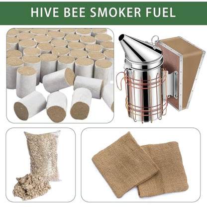 Nuogo 2 Pcs Bee Hive Smokers Stainless Steel Bee Smokers 11.4 Inch Beekeeping Smoker Durable Bellow & Heat Beehive Equipment with Heat Chamber Mounting Hook, Compatible with Smoker Pellets