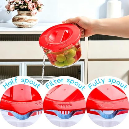 2-Cup High Borosilicate Glass Measuring Cup with Lid for Kitchen | Glass Measuring Beaker with Handle, Measuring Cups with Lid for Liquids, Ideal for Baking, Cooking, Mixing, and Heating - size: 2-Cup