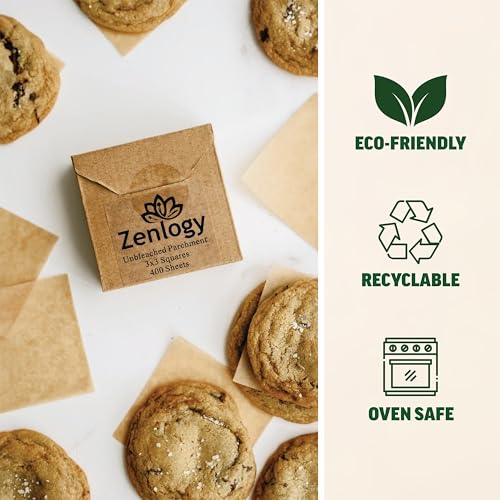 Zenlogy 3x3 Small Parchment Paper Squares (400 sheets) - Unbleached, Non-stick, Pre-cut Mini Parchment Paper - For Diamond Painting, Freezing, Storing, Separating, Flower Piping and Lining - size: 3x3 - 400 Sheets