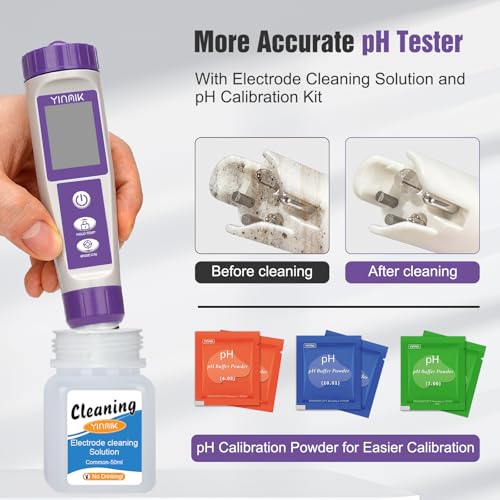 Hydrogen Water Tester, TDS Meter Digital Water Tester, ORP Meter for Drinking Water, YINMIK 6 in 1 pH Meter for Kombucha, PPM pH EC Tester for Hydroponic, H2 Meter for Hydrogen Water Tablet