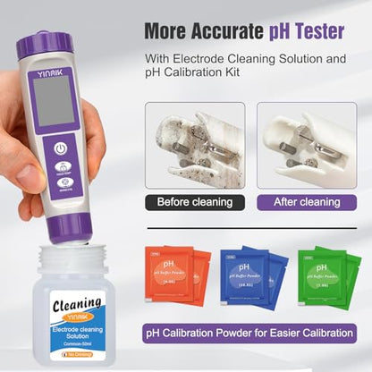 Hydrogen Water Tester, TDS Meter Digital Water Tester, ORP Meter for Drinking Water, YINMIK 6 in 1 pH Meter for Kombucha, PPM pH EC Tester for Hydroponic, H2 Meter for Hydrogen Water Tablet
