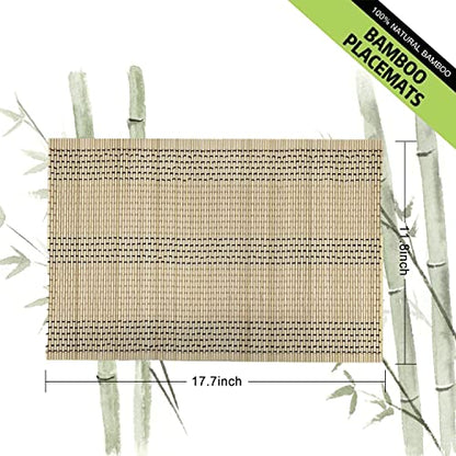 Set of 8 Pcs Bamboo Placemats Natural Anti-Slip Bamboo Placemats Washable Heat-Resistant Table Mats for Dining Room and Kitchen(Beige) - color: Beige, size: Set of 8 Placemat 17.7 x 11.8 inch