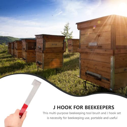 Tool Brush Multi-Purpose Beekeeping Curved Hook with Set Scraper and Beehive Lightweight Wood and Alloy Construction, for Efficient Beekeeping Use