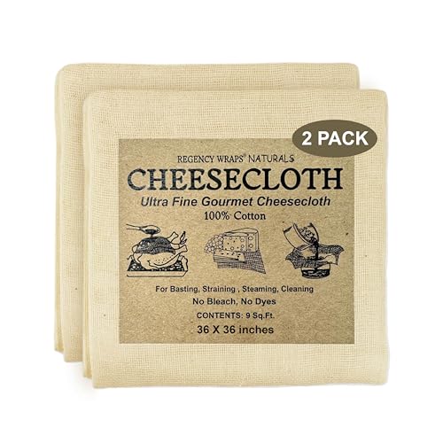 Regency Wraps 100% Cotton Ultra Fine Natural Cheese Cloth, 18sq.ft 36" X36" 2 pcs, Chef Grade for Basting Turkey, Canning, Straining, Cheesemaking - size: 9 sq ft (Pack of 2)