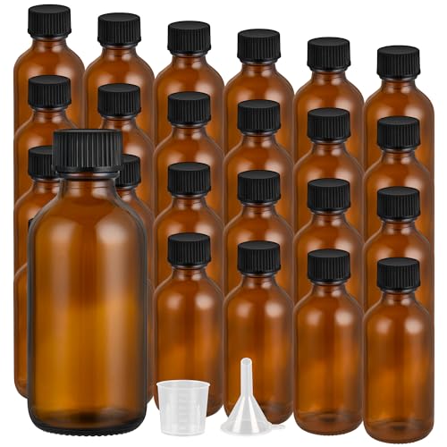 2 oz Small Glass Bottles with Lids Boston Round Shot Bottles for Health,Immunity, Ginger Juice, Essential Oils, Leak Proof Mini Travel Containers (Amber, 24Pack) - color: Amber, size: 2oz 24