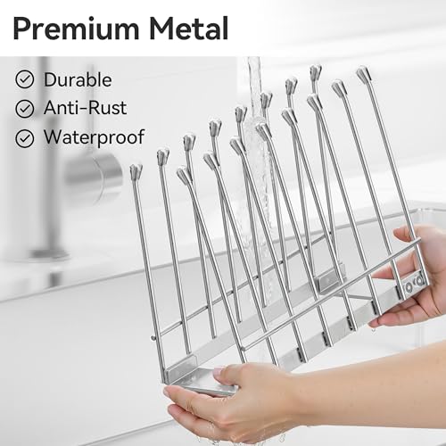 Plastic Bag Drying Rack, Metal Reusable Silicone Ziplock Bag & Bottle Drying Stand, Lerine Drying Rack Kitchen Organizer, Silver - color: Silver
