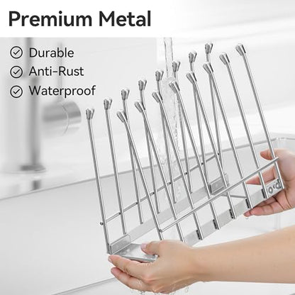 Plastic Bag Drying Rack, Metal Reusable Silicone Ziplock Bag & Bottle Drying Stand, Lerine Drying Rack Kitchen Organizer, Silver - color: Silver