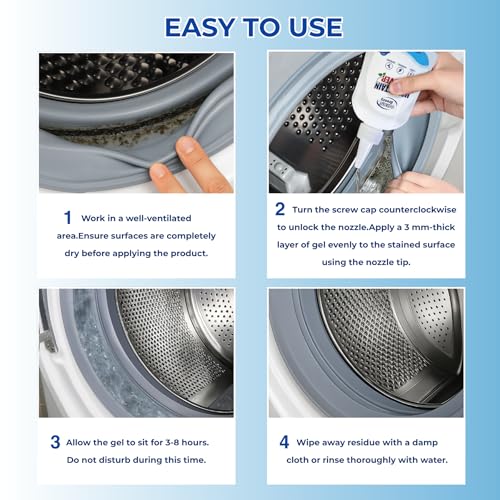 Mold Stain Remover Gel 8 Fl Oz, Household Grout Surface Cleaner, Cleaning Gel for Washing Machine, Refrigerator Strips, Tiles, Bathroom Kitchen Sinks, Damp Areas