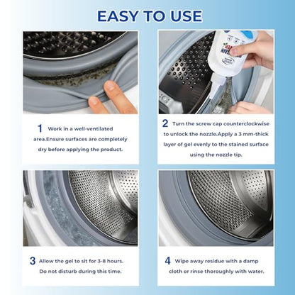 Mold Stain Remover Gel 8 Fl Oz, Household Grout Surface Cleaner, Cleaning Gel for Washing Machine, Refrigerator Strips, Tiles, Bathroom Kitchen Sinks, Damp Areas
