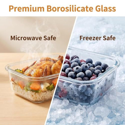 4 Pack Extra Large Glass Food Storage/Baking Containers Set 2X80 oz & 2X36 oz with Lids, Airtight Glass Container,Microwave,Oven,Freezer and Dishwasher