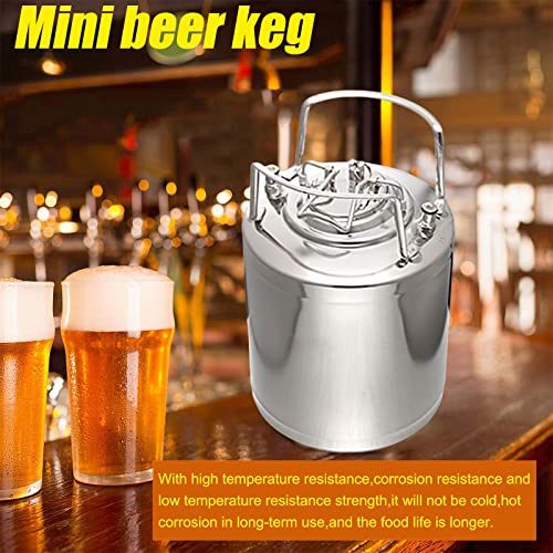 338 oz Mini Stainless Steel Beer Keg,Portable Home Dispenser System to Keep Fresh for Home Kitchen Brewing Beer,Keeps Carbonation for Craft Beer Draft and Homebrew