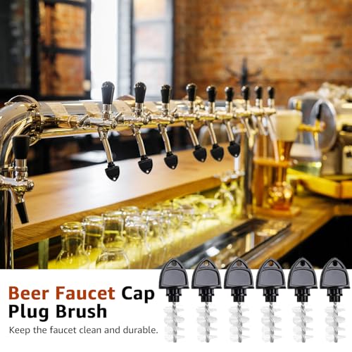 MRbrew Beer Faucet Cap & Plug Covers 15 Pack Beer Tap Cap Plug Brush, Draft Beer Faucet Rubber Soother Sanitary Covers, Cleaning Brush Cleaning Tap Kit for Kegerator Draft Beer Faucet (6+6+3)