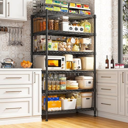 REIBII 6 Tier Shelf Metal Shelving 70"H Storage Shelves Sturdy Wire Rack Shelf Units Adjustable Detachable Storage Shelving Unit for Kitchen Laundry Pantry Garage Commercial 71"H x 21.65"W x 11.8"D - size: 【6 Tier】71"H x 21.65"W x 11.8"D