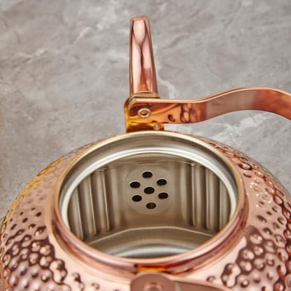 SANQIAHOME Antique 1.8L (60 Oz) Stainless Steel Teapot with Infuser Copper - color: Copper, size: 1.8 Liters
