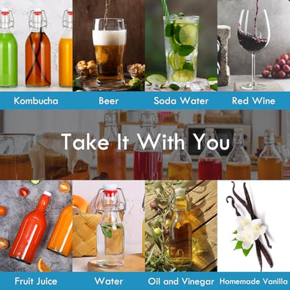 YEBODA 16oz Swing Top Bottles -Glass Beer Bottle with Airtight Rubber Seal Flip Caps for Home Brewing Kombucha,Beverages,Oil,Vinegar,Water,Soda,Kefir,6 Pack