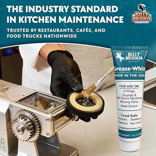 Grease-Whiz Food Grade Grease Lubricant 1oz - Grease for Meat Slicer, Ice Cream, Slushee Machine, Beer Kegs, Pools, O Rings - Food Grade Lubricant for Commercial & Domestic Use by Billy Buckskin - size: 1oz