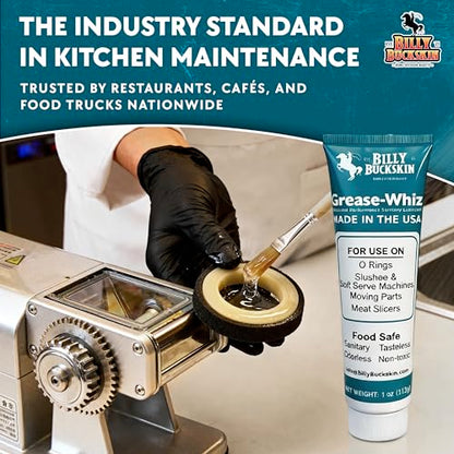 Grease-Whiz Food Grade Grease Lubricant 1oz - Grease for Meat Slicer, Ice Cream, Slushee Machine, Beer Kegs, Pools, O Rings - Food Grade Lubricant for Commercial & Domestic Use by Billy Buckskin - size: 1oz