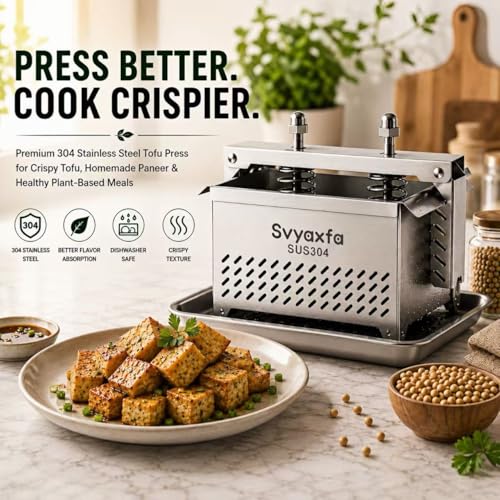 Tofu Press Stainless Steel, 304 Stainless Steel Paneer Maker & Cheese Press with Drip Tray, Adjustable Pressure Tofu Presser for Firm & Extra Firm Tofu, Dishwasher Safe, BPA FreeFood Strainer(6.6*4.7) - size: 6.6*4.7