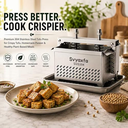 Tofu Press Stainless Steel, 304 Stainless Steel Paneer Maker & Cheese Press with Drip Tray, Adjustable Pressure Tofu Presser for Firm & Extra Firm Tofu, Dishwasher Safe, BPA FreeFood Strainer(6.6*4.7) - size: 6.6*4.7