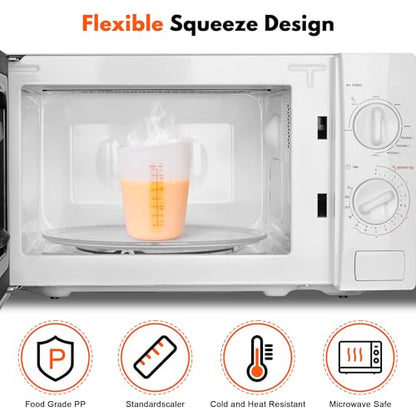 Rainspire Upgraded 3 Piece Silicone Measuring Cup Sets Squeeze & Pour Liquid Measuring Cups Flexible Chocolate Melting Cup Baking Supplies Chef Gifts