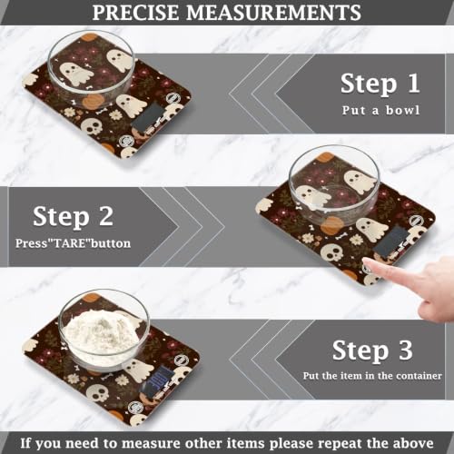 Food Scale Kitchen Digital Scale Food Ounces and Grams Dieting Baking Cooking Waterproof Glass Panels LCD Display,4 Units Scale Tare Function Halloween Fall Skull - color: Skull 08