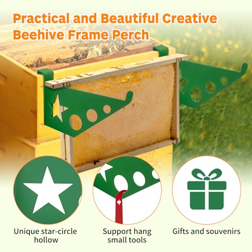 Beehive Frame Holder, 2 Pcs Bee Hive Stand,Green Double Spraying of Paint Stainless Steel Beehive Frame Perch,Beehive Inspection Bracket,Beekeeping Supplies Bee Hives Boxes Starter Kit for Beekeeper - color: Green-2pcs