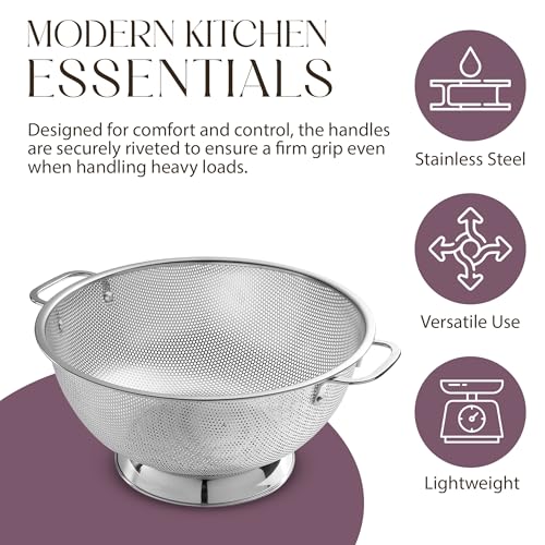 Bellemain Micro-perforated Stainless Steel Colander-Dishwasher Safe (3 QT and 5 QT) - size: 3Qrt + 5Qrt