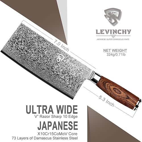 Damascus 8 inch Cleaver Knife, Professional Handmade Damascus Stainless Steel Kitchen Knife, Superb Edge Retention, Stain & Corrosion Resistant, Ergonomic PAKKA Wood Handle - color: 8" Damascus Cleaver Knife