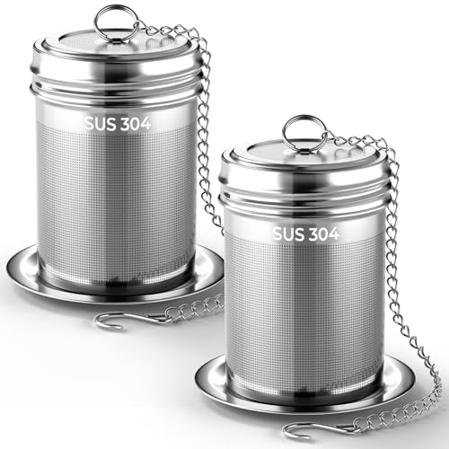 2 Pack Reinmoson 304 Stainless Steel Tea Infuser for Loose Leaf Tea | 1.58” x 2.2” Extra Fine Mesh Tea Strainers Ball, Threaded Lid, Loose Leaf Tea Steeper for Black Tea, Rooibos, etc - size: Small