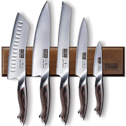 HOSHANHO Knife Set with Magnetic Knife Holder, 6 Pieces Japanese High Carbon Stainless Steel Kitchen Knife Sets, Ultra Sharp Professional Chef Knives Sets - size: 8"