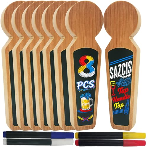 Beer Tap Handle ，8 Keg Tap with 4 Pen Set & Gift Wrapping, Cherry Wood Keg Tap Handle for Kegerator, Homebrew & Bars - color: 8 PCS