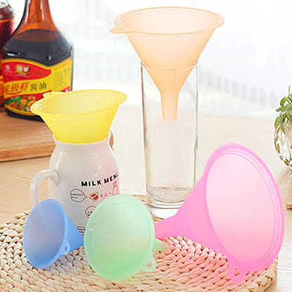 Plastic Funnel Set Funnels, Multipurpose Funnels Wide Mouth Funnel, Rainbow Colours Kitchen Suitable for a Variety of Bottles, Cans(5Pcs, Various Sizes)