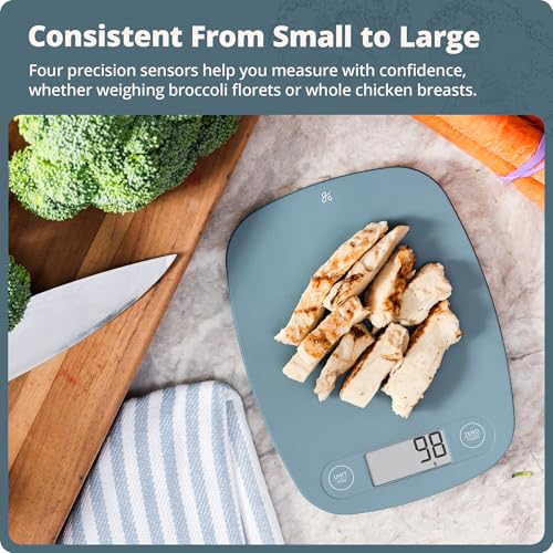 Greater Goods Food Scale – Digital Kitchen Scale, 1g Precision, Easy-Tare & Quick Conversion, Slim Compact Design, Durable & Portable | Ideal for Cooking, Baking & Meal Prep (Stone Blue) - color: Stone Blue