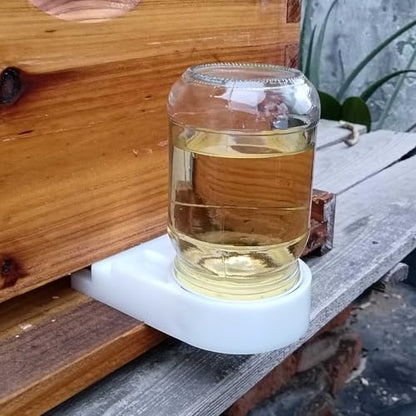 4 Pack Mason Jar Bee Feeder,White Bee Feeders for Hives,Bee Waterer for Outside Garden Use, Compatible with Regular and Wide Mouth Jars, Beekeeping Supplies for Hive Feeding - color: White