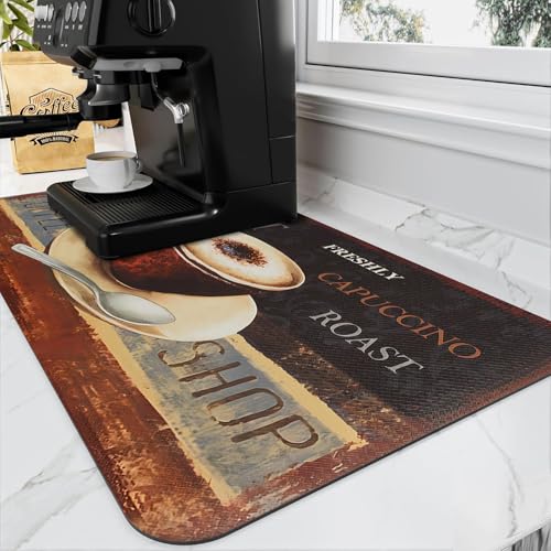 Coffee Mat Accessories Dish Drying Mats for Kitchen Counter, Countertop Absorbent Pad Decor Gift Fit Under Coffee Maker, Pot, Espresso Machine - color: Coffee