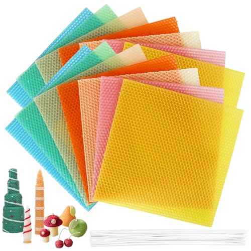 8x8 Inch Beeswax Sheets for Candle Making, 21 PCS Beeswax Candle Making Kit for Adults, 7 Macaron Colors Beeswax Honeycomb Sheet with Cotton Wick for DIY Craft Gift - color: Macaron Colors, 8x8 Inch