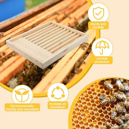 Leinuosen 2 Pack 10 Frame Slatted Rack for Beekeepers, Beehive Slatted Rack Assembled, Wood Hive Equipment, Durable Beekeeping Supplies for Beekeeping Tool (19.9 x 16.3 x 1.97 Inch)