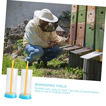 MERRYHAPY 2pcs Practical Beekeeping Tool Marking Bottle Plastic Sponge Markers Bee Bottle Random Color