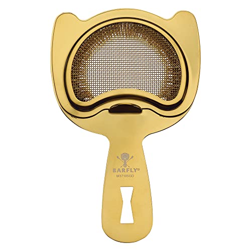 Barfly Fine Mesh Spring Strainer, Gold Plated - color: Gold