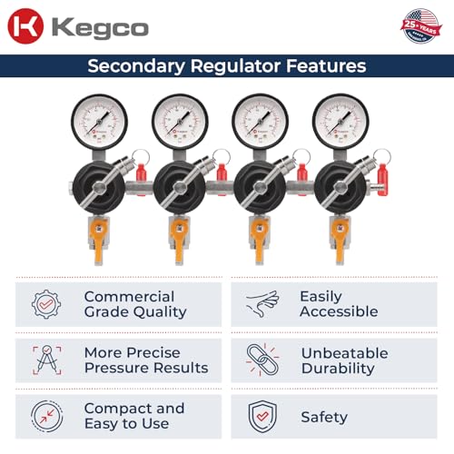 Kegco Secondary Regulator, Four Gauge
