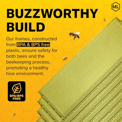 Mann Lake Premium Beekeeping Frames, All-In-One Frame & Foundation, Beeswax Coating, Universal Fit, BPA & BPS Free, 6 1/4 Inches, Natural, 10-Pack - color: Natural