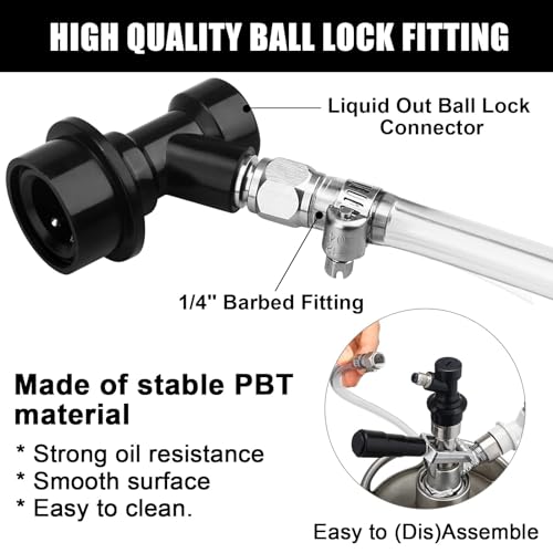 MRbrew 5 FT Ball Lock Beer Line Assembly Kit, 3/16" Liquid Line with Picnic Tap Faucet PVC Brewing Tubing Ball Lock Quick Disconnect for Cornelius Keg Beer Dispenser Soda Dispensing