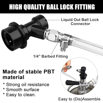 MRbrew 5 FT Ball Lock Beer Line Assembly Kit, 3/16" Liquid Line with Picnic Tap Faucet PVC Brewing Tubing Ball Lock Quick Disconnect for Cornelius Keg Beer Dispenser Soda Dispensing